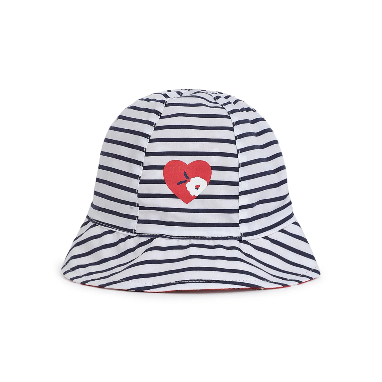 Girls White Striped Reversible Hat