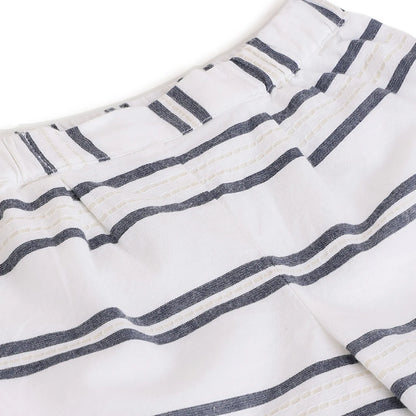 Girls White Striped Shorts