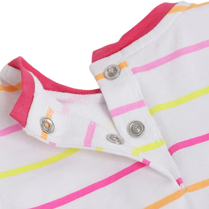 Girls White Striped T-shirt With Trousers