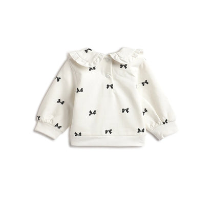 Girls White Sweatshirt with Printed Leggings