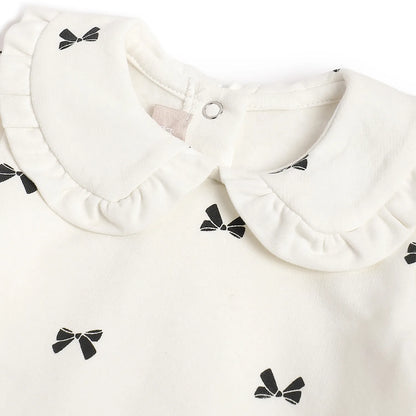 Girls White Sweatshirt with Printed Leggings