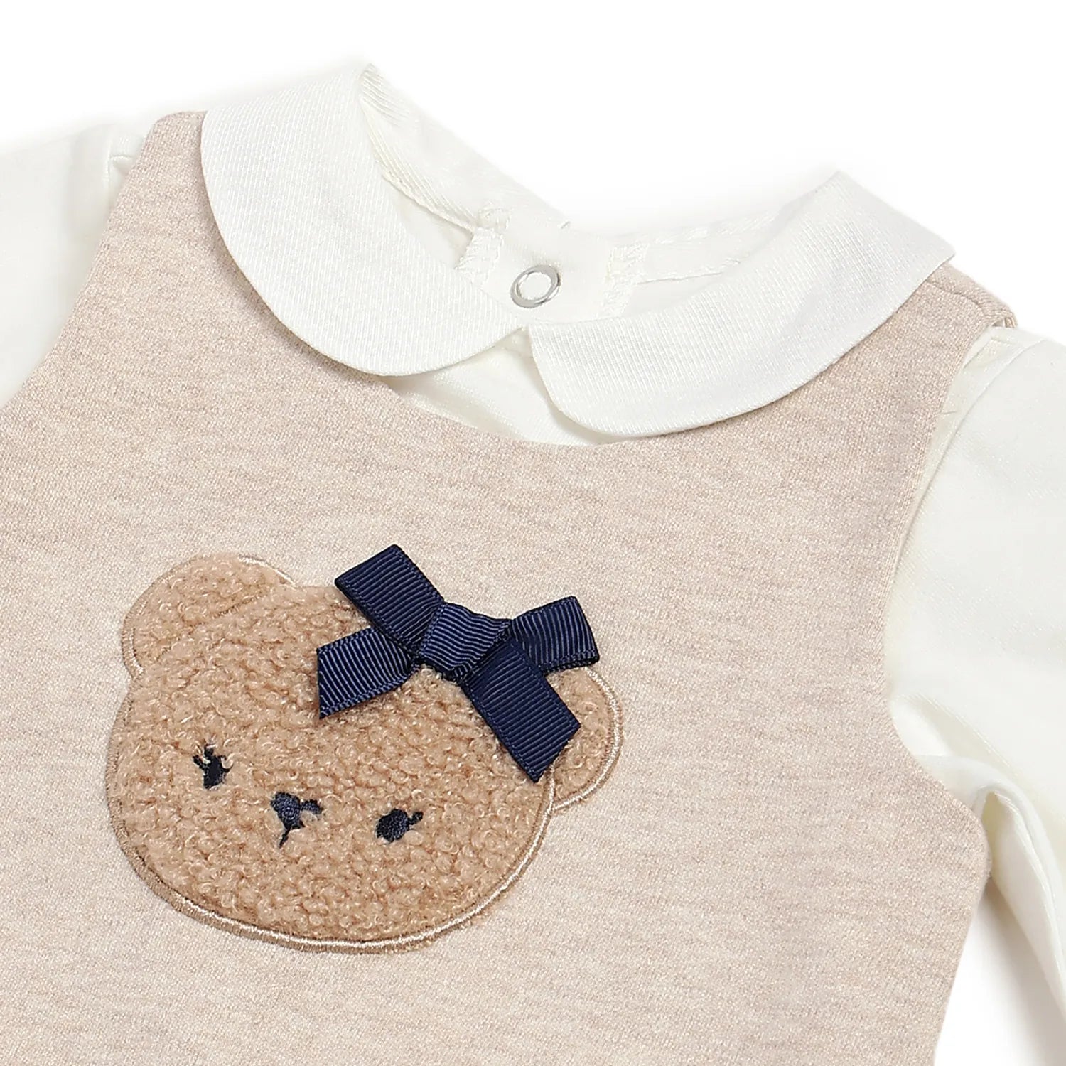 Girls White Top with Beige Dress