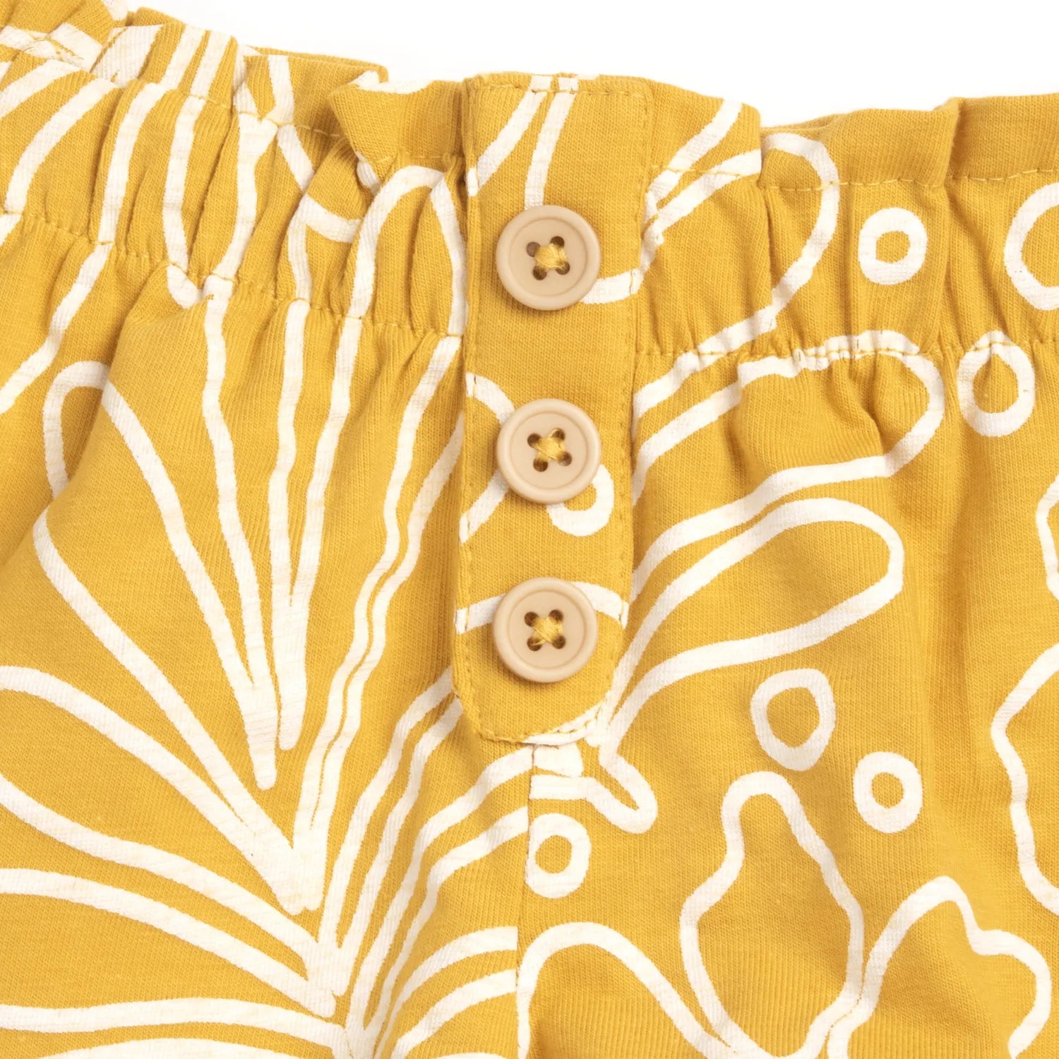 Girls Yellow Floral Printed Shorts