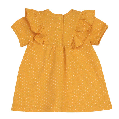Girls Yellow Polka Dot Printed Dress