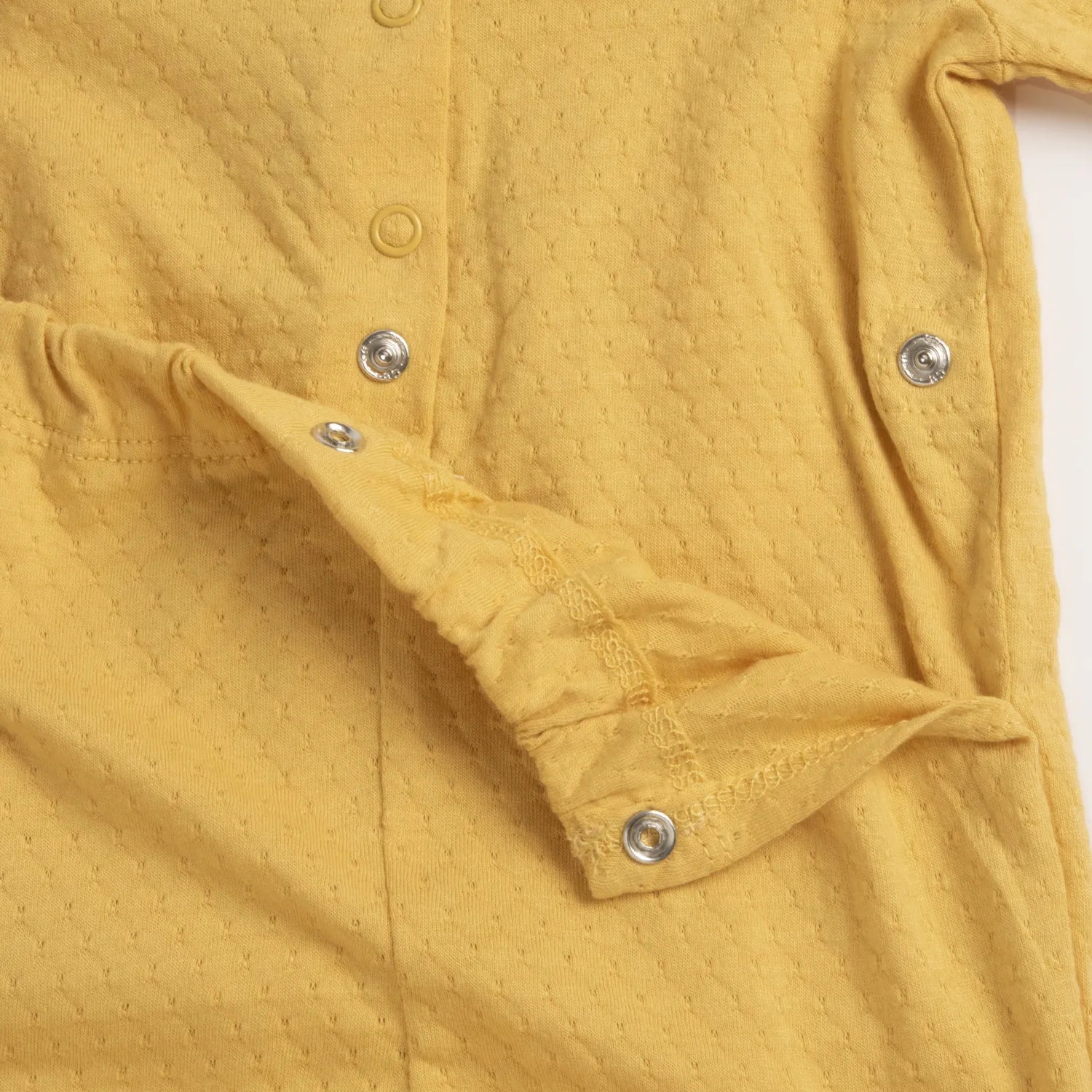 Girls Yellow Self Design Back Opening Babysuit