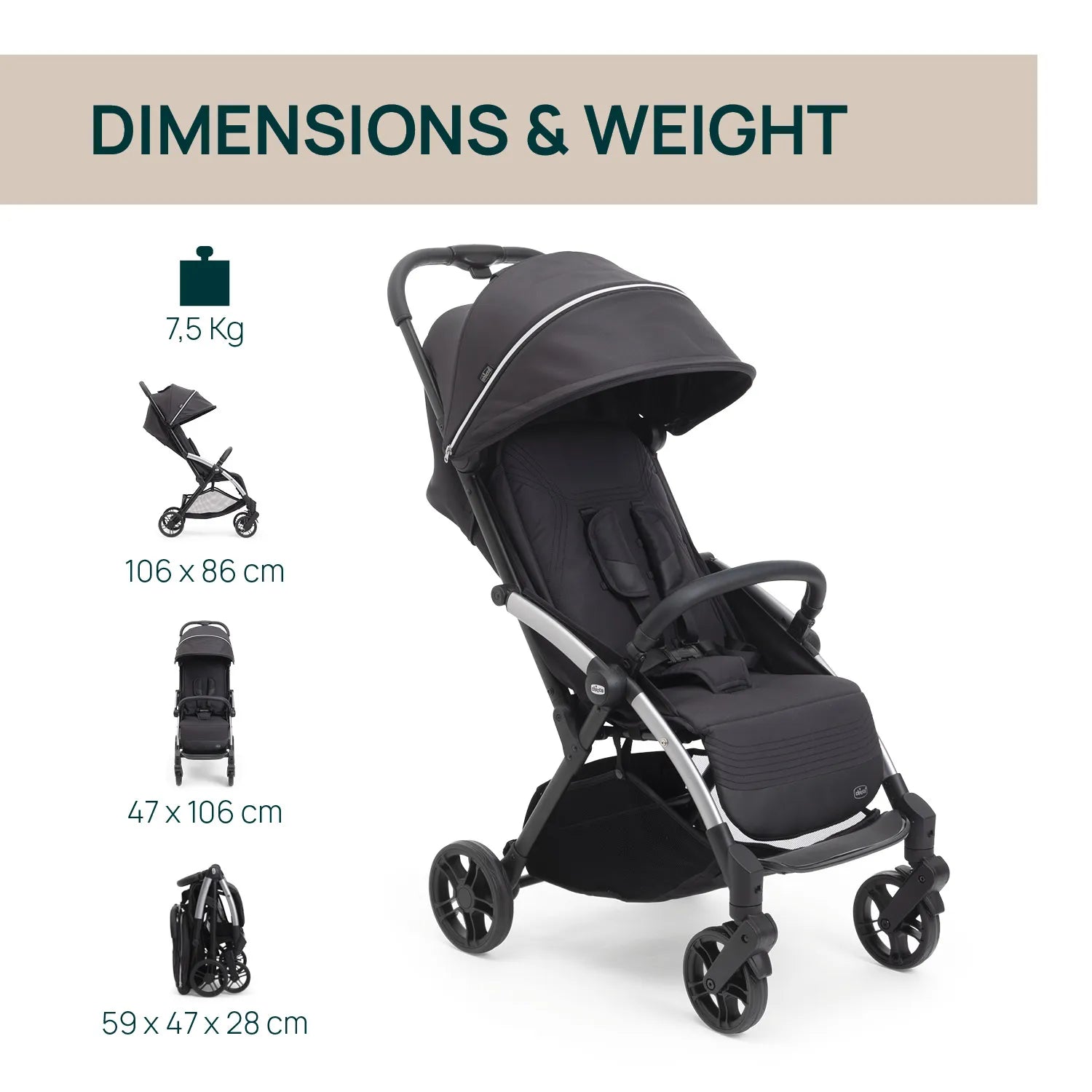Goody XPlus Ebony Stroller – Chicco India