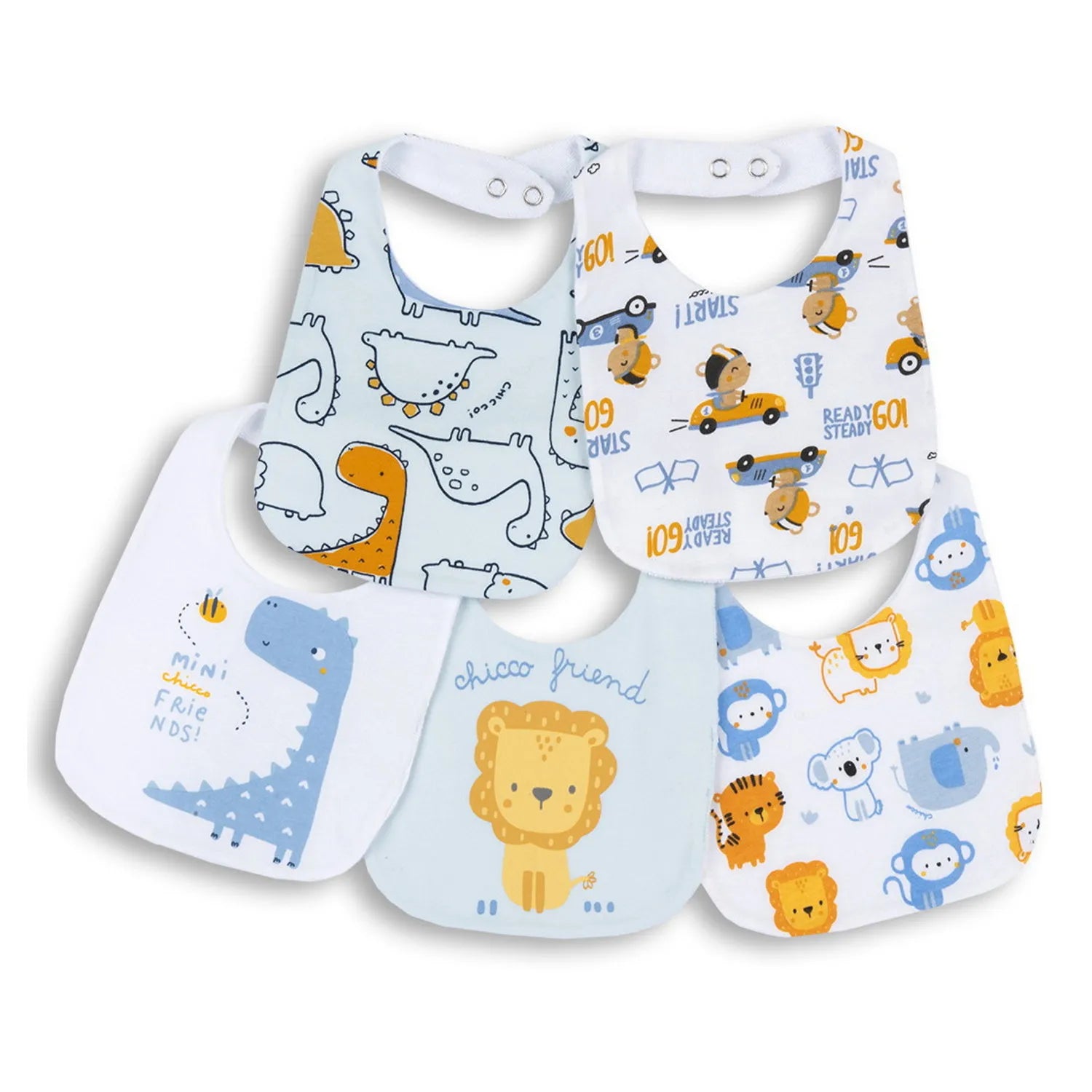 Infant Pack Of 5 Printed Cotton Bibs