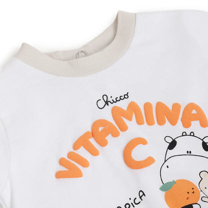 Infant White Printed T-shirt with Leggings