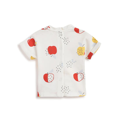 Infants Beige Printed T-shirt With Shorts