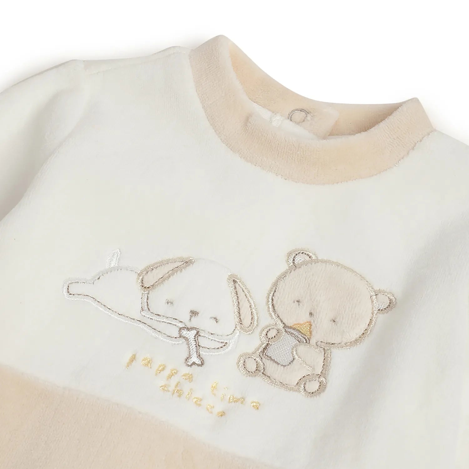 Infants Embroidered Nappy Opening Babysuit