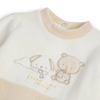 Infants Embroidered Nappy Opening Babysuit