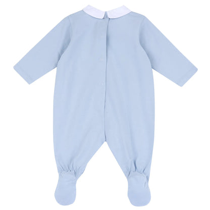 Infants Light Blue Embellished Leg Opening Babysuit