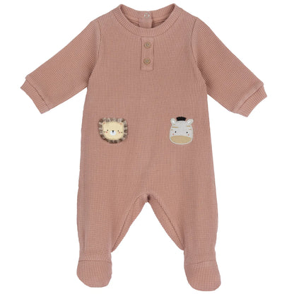 Infants Light Orange Applique Back Opening Babysuit