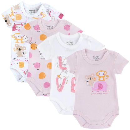 Infants Pack Of 4 Printed Bodysuits
