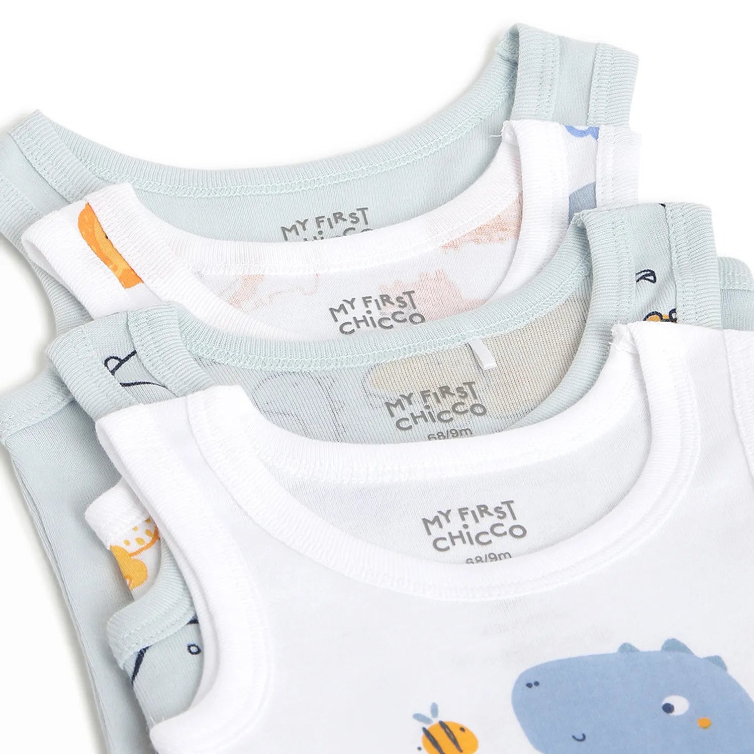 Infants Pack Of 4 Printed Cotton Bodysuits