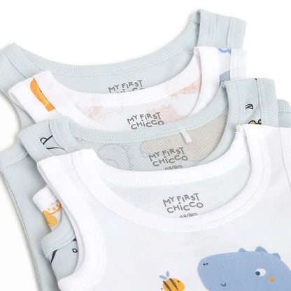 Infants Pack Of 4 Printed Cotton Bodysuits