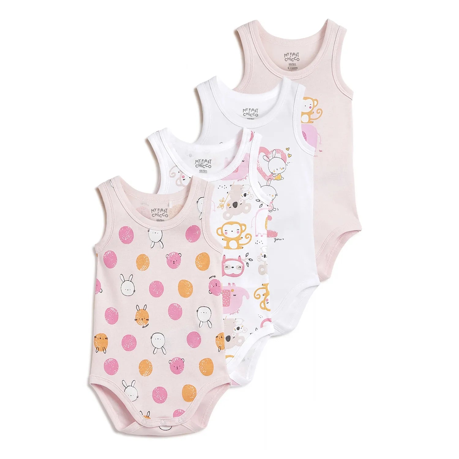 Infants Pack Of 4 Printed Cotton Bodysuits