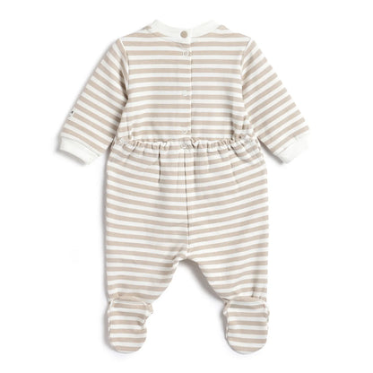 Infants Striped Nappy Opening Babysuit