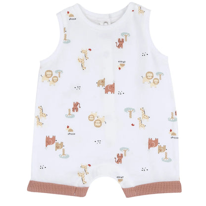 Infants White Animal Printed Romper