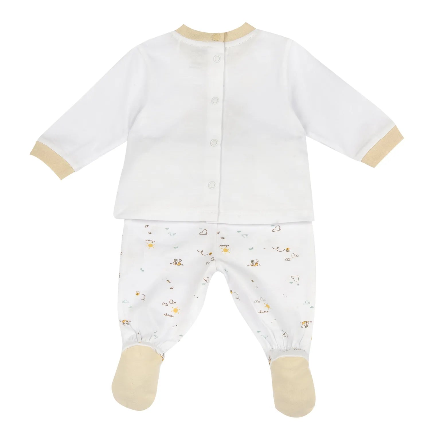 Infants White Animal Printed Smock with Leggings