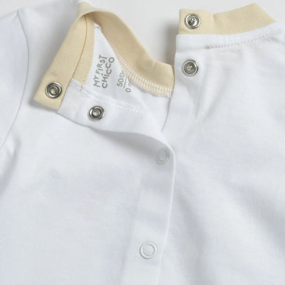 Infants White Animal Printed Smock with Leggings