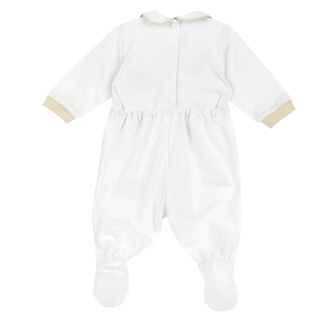 Infants White Embroidered Back Opening Babysuit