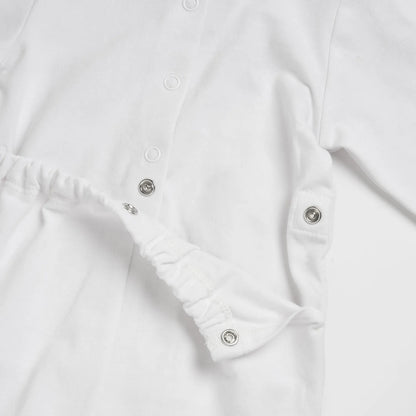 Infants White Embroidered Back Opening Babysuit