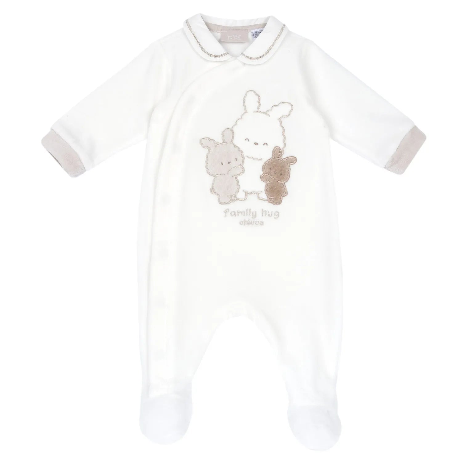 Infants White Embroidered Front Opening Babysuit