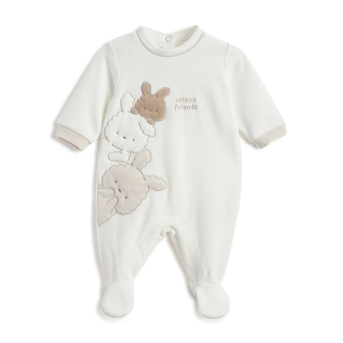 Infants White Embroidered Leg Opening Babysuit