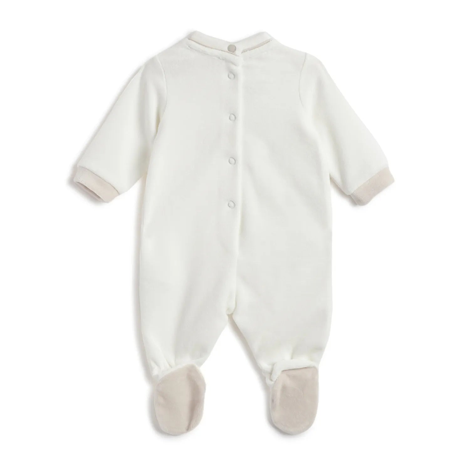 Infants White Embroidered Leg Opening Babysuit
