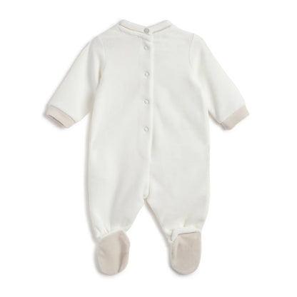 Infants White Embroidered Leg Opening Babysuit
