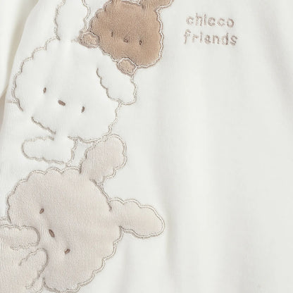 Infants White Embroidered Leg Opening Babysuit