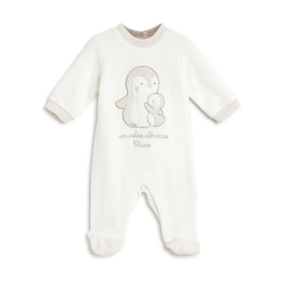 Infants White Embroidered Leg Opening Babysuit