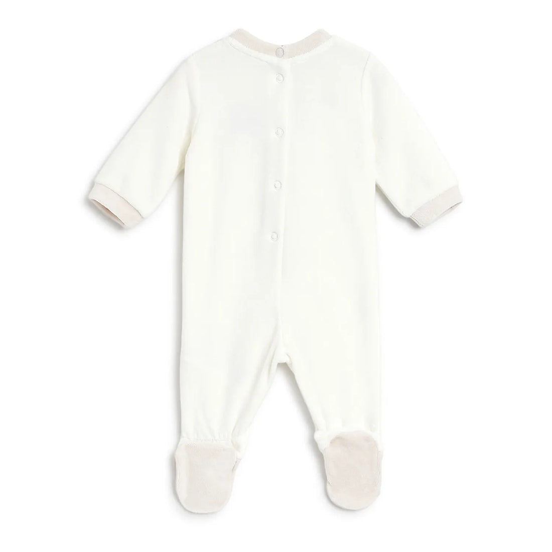 Infants White Embroidered Leg Opening Babysuit