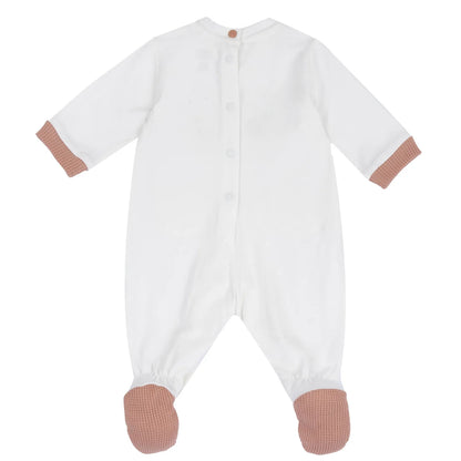 Infants White Graphic Printed Leg Opening Babysuit