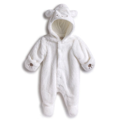Infants White Hooded Front Opening Babysuit