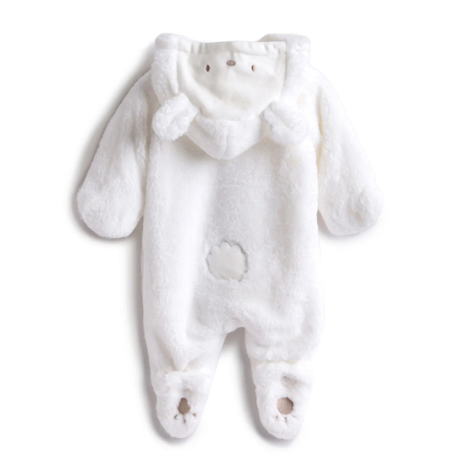 Infants White Hooded Front Opening Babysuit