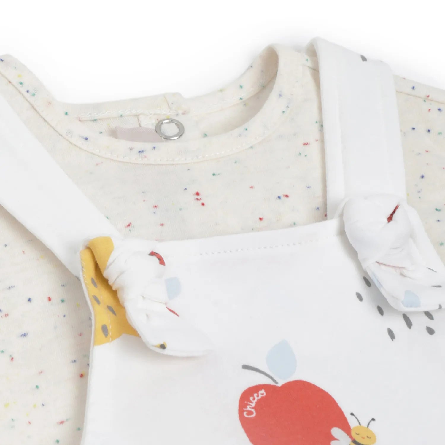 Infants White Printed Dungarees With T-Shirt