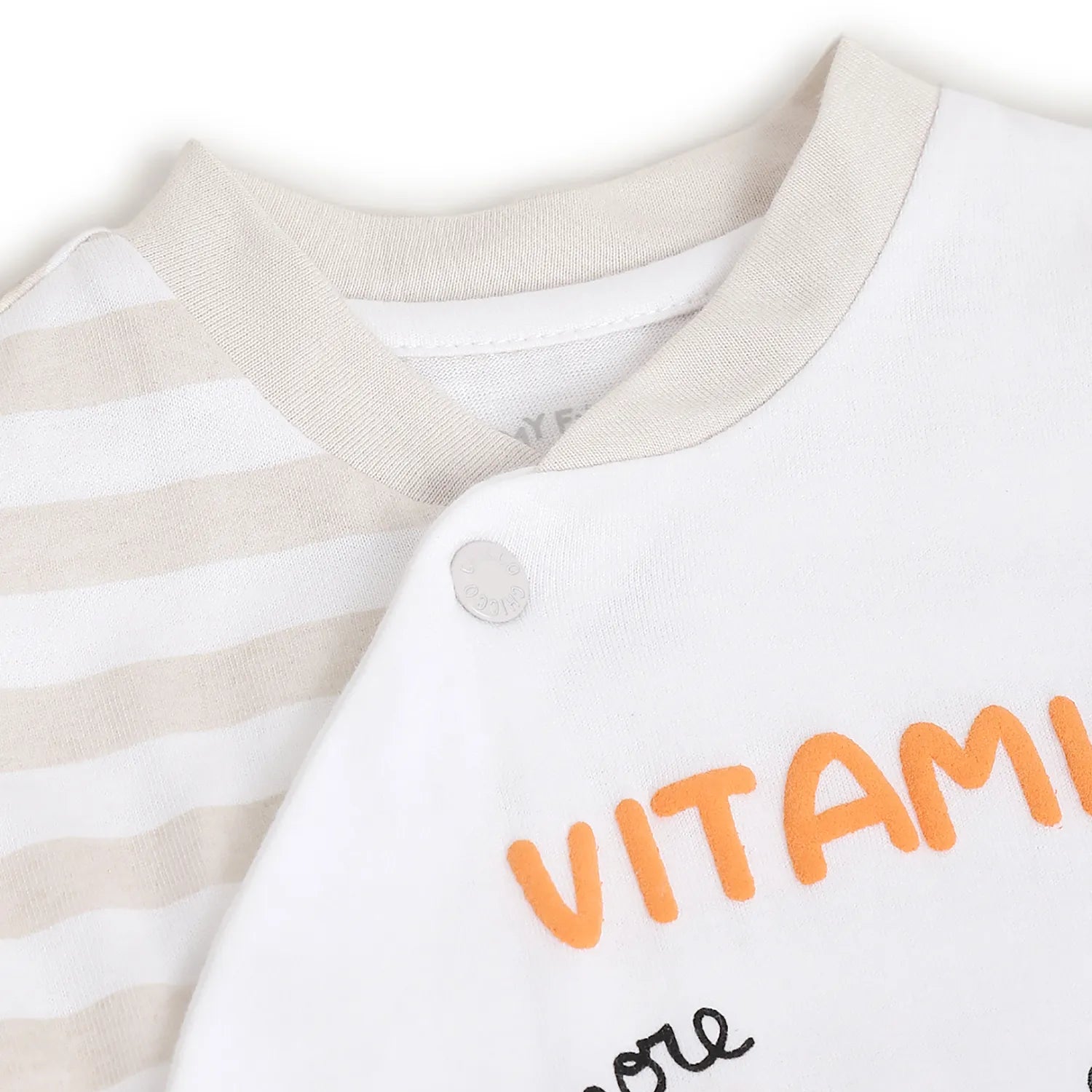 Infants White Printed Front Opening Babysuit