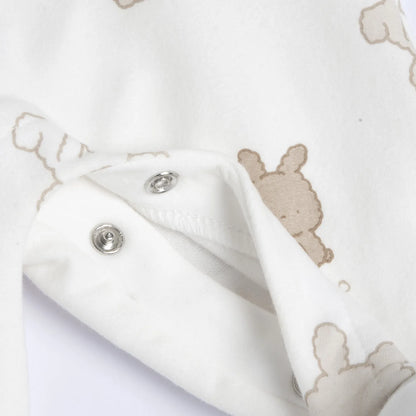 Infants White Printed Leg Opening Babysuit