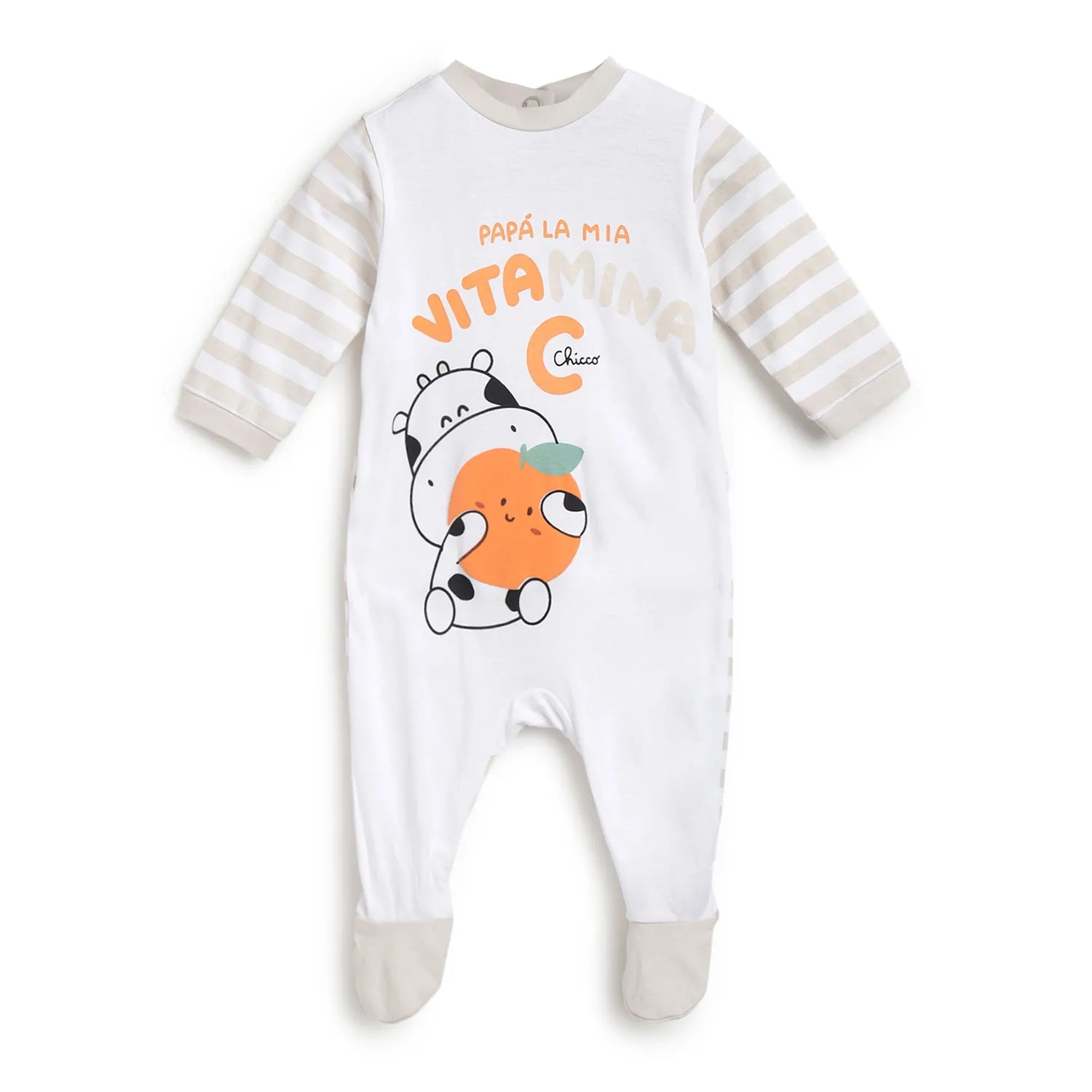 Infants White Printed Nappy Opening Babysuit
