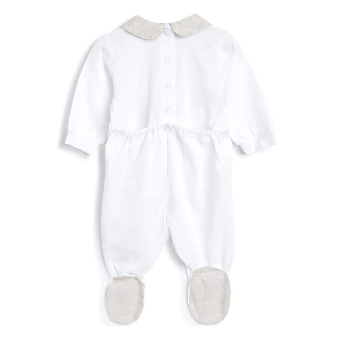 Infants White Printed Nappy Opening Babysuit