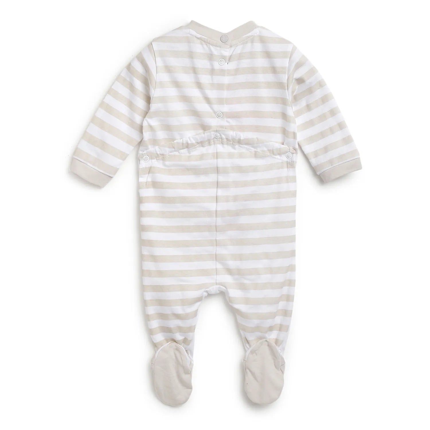 Infants White Printed Nappy Opening Babysuit