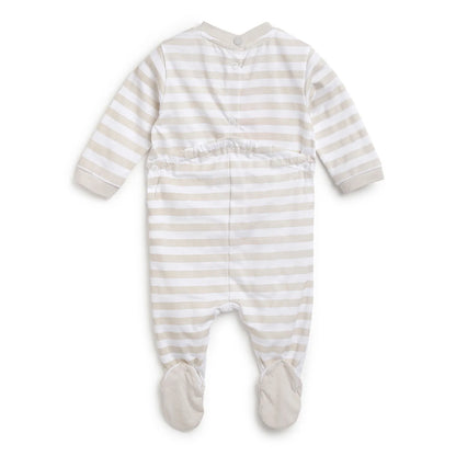 Infants White Printed Nappy Opening Babysuit