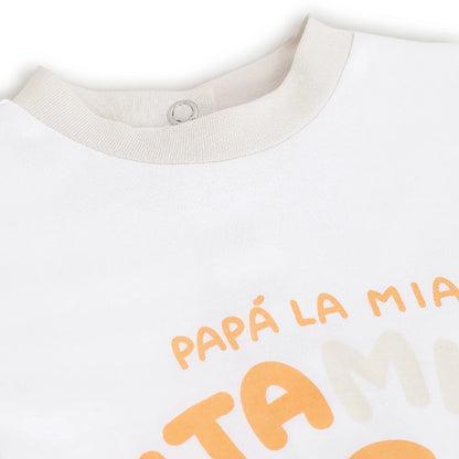 Infants White Printed Nappy Opening Babysuit