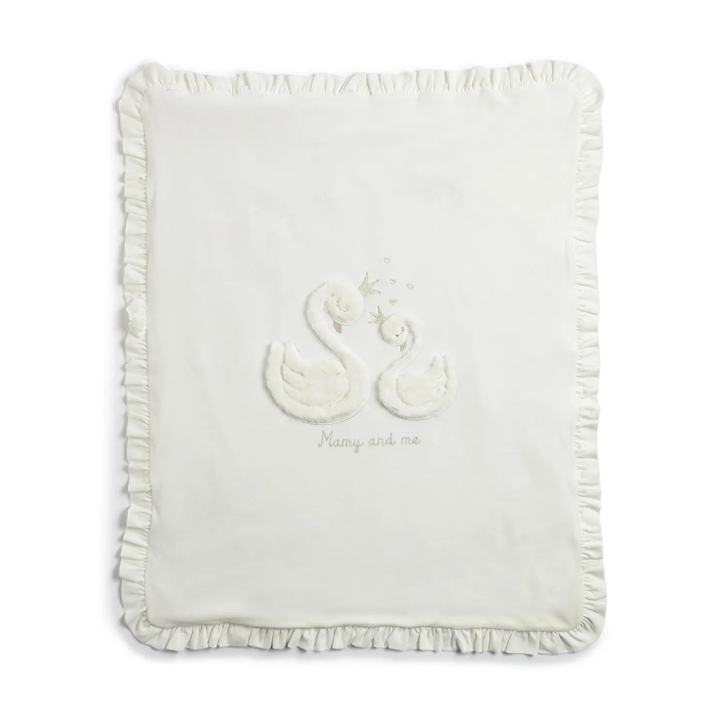 Infants White Printed Pram Blanket