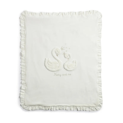Infants White Printed Pram Blanket