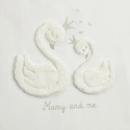 Infants White Printed Pram Blanket