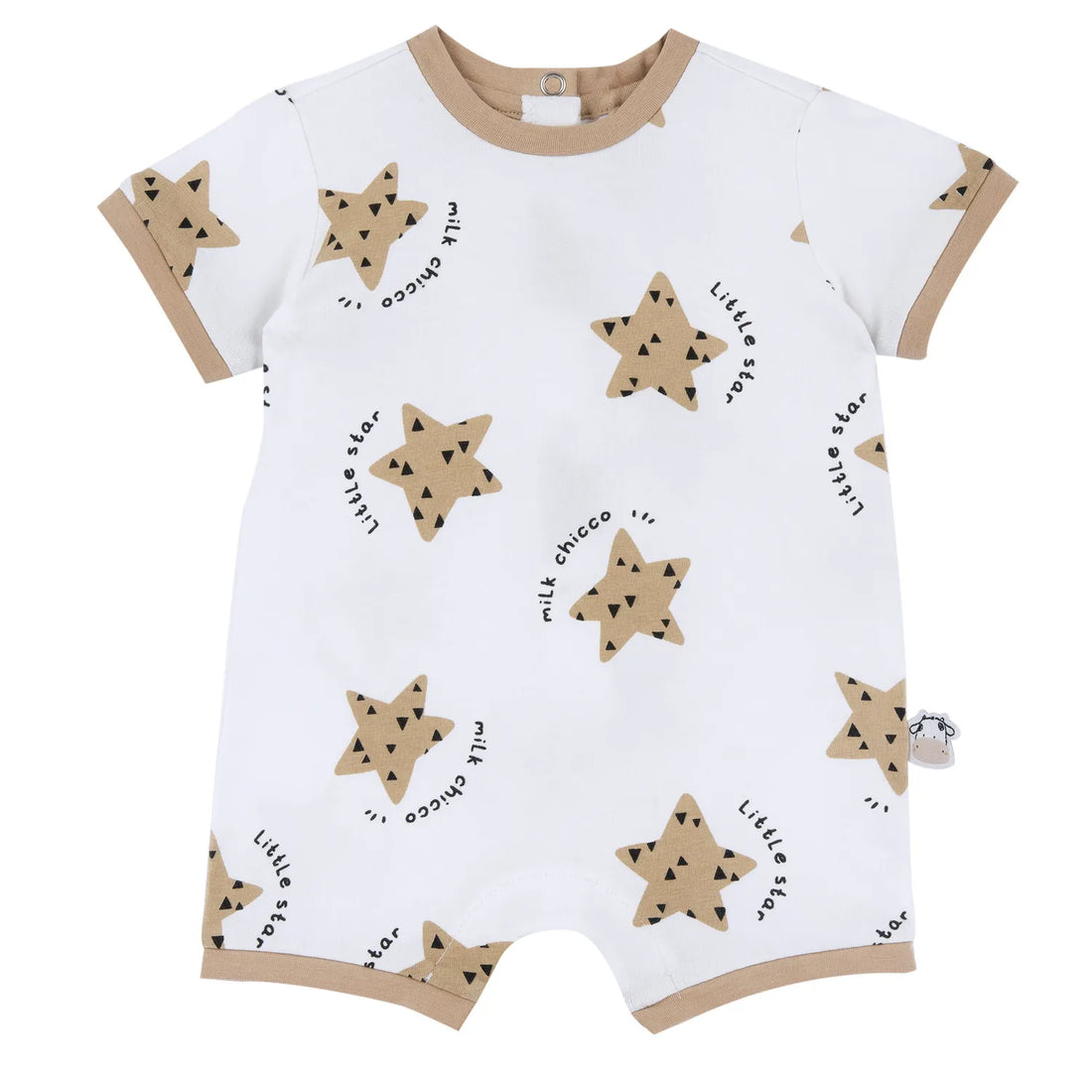 Infants White Printed Short Sleeve Romper