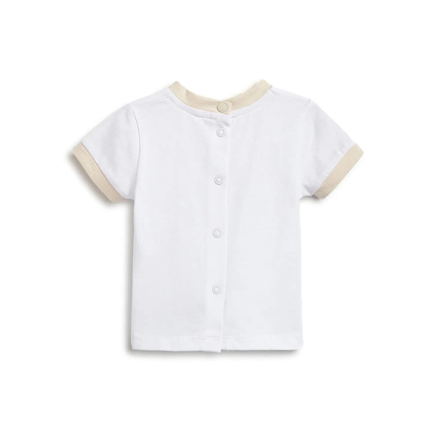 Infants White Printed T-Shirt With Shorts